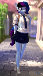 Size: 1080x1920 | Tagged: safe, artist:anthroponiessfm, imported from derpibooru, oc, oc:maple cake, anthro, plantigrade anthro, 3d, clothes, cute, daaaaaaaaaaaw, female, looking at you, necktie, school uniform, schoolgirl, shirt, shoes, skirt, source filmmaker