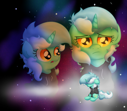 Size: 5612x4921 | Tagged: safe, artist:background basset, imported from derpibooru, lyra heartstrings, pony, unicorn, clothes, depressed, dig the swell hoodie, hoodie, sad, solo, space