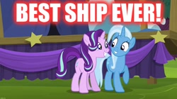 Size: 1920x1080 | Tagged: safe, edit, edited screencap, imported from derpibooru, screencap, starlight glimmer, trixie, no second prances, best ship ever, caption, female, image macro, imgflip, lesbian, shipping, startrix, text