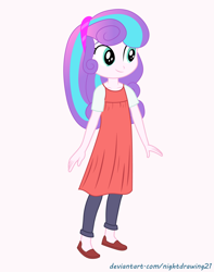 Size: 1600x2028 | Tagged: safe, artist:nightdrawing21, imported from derpibooru, princess flurry heart, equestria girls, clothes, cute, equestria girls-ified, female, multicolored hair, older, older flurry heart, outfit, show accurate, simple background, smiling, solo, vector, white background