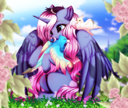 Size: 4000x3368 | Tagged: safe, artist:krissstudios, imported from derpibooru, oc, oc only, oc:amber, alicorn, bird, pony, female, mare, solo