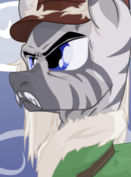 Size: 1281x1724 | Tagged: safe, artist:aaronmk, imported from derpibooru, oc, oc:yakub zarshak, zebra, equestria at war mod, clothes, coat, facial hair, hat, moustache, uniform