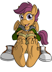 Size: 1500x2056 | Tagged: safe, artist:jinkslizard, imported from derpibooru, scootaloo, anthro, pegasus, plantigrade anthro, barefoot, converse, feet, fetish, foot fetish, foot focus, shoes, soles, solo, toes