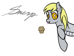 Size: 370x284 | Tagged: safe, artist:ahorseofcourse, derpy hooves, original species, pony, snake, snake pony, aggie.io, female, food, mare, muffin, simple background, snerpy, solo, tongue out