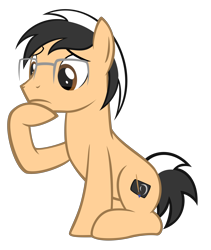 Size: 5976x7090 | Tagged: safe, artist:strategypony, imported from derpibooru, oc, oc only, oc:lance, absurd resolution, glasses, male, sitting, stallion, thinking, two toned mane