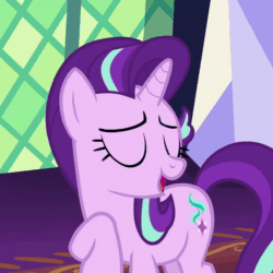 Size: 1080x1080 | Tagged: safe, imported from derpibooru, screencap, starlight glimmer, pony, unicorn, triple threat, animated, cropped, female, mare, solo, sound, webm