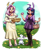 Size: 2100x2450 | Tagged: safe, artist:king-kakapo, imported from derpibooru, part of a set, angel bunny, fluttershy, twilight sparkle, bird, chicken, human, basket, breasts, bunny ears, busty fluttershy, busty twilight sparkle, cleavage, clothes, dress, duo, easter, easter basket, easter bunny, easter egg, female, flower, grin, high heels, high res, holiday, humanized, jewelry, loafers, looking at you, necklace, pantyhose, shoes, skirt, smiling, spring, toes