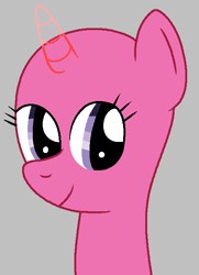 Size: 504x696 | Tagged: safe, artist:diamondbellefan25, imported from derpibooru, pony, unicorn, background pony, bald, base, female, gray background, looking at you, mare, show accurate, simple background, smiling, smiling at you