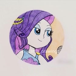 Size: 1080x1080 | Tagged: safe, artist:mmy_little_drawings, imported from derpibooru, rarity, equestria girls, equestria girls series, rollercoaster of friendship, bedroom eyes, bust, clothes, eyelashes, female, smiling, solo, traditional art, watermark