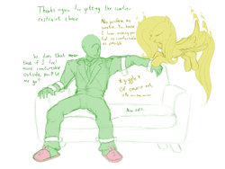 Size: 2048x1536 | Tagged: safe, artist:nonamenymous, imported from derpibooru, fluttershy, oc, oc:anon, human, pegasus, pony, bindings, bondage, bunny slippers, clothes, couch, duo, flutterrape, limited palette, simple background, slippers, tied up, white background, yandere, yandereshy