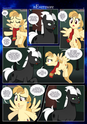 Size: 3259x4607 | Tagged: safe, artist:estories, imported from derpibooru, oc, oc only, oc:alice goldenfeather, oc:möbius, pegasus, pony, unicorn, comic:nevermore, angry, comic, horn, pegasus oc, speech bubble, unicorn oc, wings