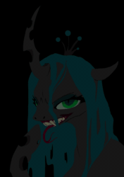 Size: 838x1192 | Tagged: safe, artist:baccizoof, imported from derpibooru, queen chrysalis, alicorn, changeling, changeling queen, pony, animated, curved horn, female, gif, horn, shadows, solo