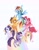 Size: 2414x3077 | Tagged: safe, alternate version, artist:frozenspots, imported from derpibooru, applejack, fluttershy, pinkie pie, rainbow dash, rarity, twilight sparkle, unicorn, high res, mane six, rainbow, simple background, unicorn twilight