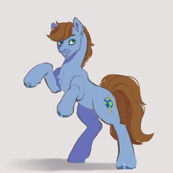 Size: 1000x1000 | Tagged: safe, artist:drdepper, imported from derpibooru, oc, oc only, oc:round trip, earth pony, pony, chest fluff, looking at you, rearing, smiling, solo