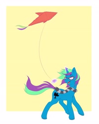 Size: 3277x4096 | Tagged: safe, artist:galinn-arts, imported from derpibooru, oc, oc only, pony, unicorn, clothes, glasses, kite, scarf, smiling, solo