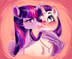 Size: 1280x1051 | Tagged: safe, artist:laps-sp, imported from derpibooru, rarity, twilight sparkle, alicorn, pony, unicorn, female, hug, lesbian, rarilight, shipping, twilight sparkle (alicorn), winghug, wings