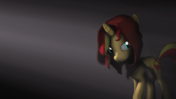 Size: 1920x1080 | Tagged: safe, artist:litterpaws, derpibooru exclusive, imported from derpibooru, sunset shimmer, unicorn, 3d, hood, messenger bag, source filmmaker, suspicious