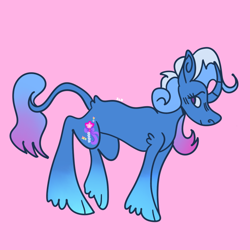 Size: 640x640 | Tagged: safe, artist:komodoyena, imported from derpibooru, trixie, classical unicorn, pony, unicorn, cloven hooves, curved horn, horn, leonine tail, redesign, solo, unshorn fetlocks