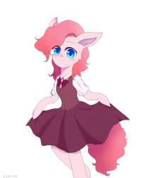 Size: 1781x2048 | Tagged: safe, artist:yukiyume_b, imported from derpibooru, pinkie pie, semi-anthro, bipedal, clothes, cute, female, solo