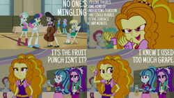 Size: 1280x720 | Tagged: safe, edit, edited screencap, editor:quoterific, imported from derpibooru, screencap, adagio dazzle, aria blaze, bon bon, derpy hooves, lyra heartstrings, octavia melody, snails, sonata dusk, sweetie drops, equestria girls, rainbow rocks, female, missing the point, the dazzlings