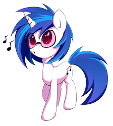 Size: 1887x2108 | Tagged: dead source, safe, artist:grumblepluck, imported from derpibooru, dj pon-3, vinyl scratch, pony, unicorn, female, glasses, mare, music notes, simple background, solo, transparent background, whistling, wrong eye color