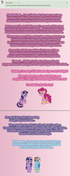 Size: 504x1258 | Tagged: safe, artist:verve, imported from derpibooru, pinkie pie, rainbow dash, twilight sparkle, alicorn, earth pony, genie, pegasus, pony, ain't never had friends like us, ask, comic, female, gradient background, mare, pixel art, sitting, twilight sparkle (alicorn)