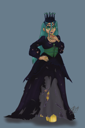 Size: 1181x1772 | Tagged: safe, artist:shacy's pagelings, imported from derpibooru, queen chrysalis, changeling, changeling queen, human, female, humanized, solo