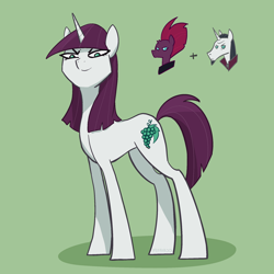 Size: 2048x2048 | Tagged: safe, artist:pfeffaroo, imported from derpibooru, chancellor neighsay, tempest shadow, oc, oc only, oc:sour grapes, pony, unicorn, crack ship offspring, crack shipping, fusion, high res, looking at you, offspring, shipping, smiling, solo, squint