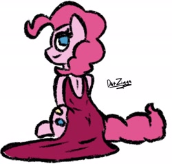 Size: 2152x2048 | Tagged: safe, artist:datzigga, imported from derpibooru, pinkie pie, earth pony, pony, bedroom eyes, clothes, dress, high res, sitting, solo