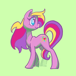 Size: 1280x1280 | Tagged: safe, artist:pfeffaroo, imported from derpibooru, pink sunsparkle, earth pony, pony, g3, looking back, smiling, solo