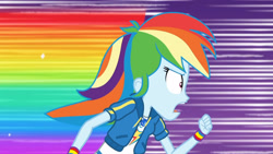 Size: 3410x1920 | Tagged: safe, imported from derpibooru, screencap, rainbow dash, equestria girls, equestria girls series, holidays unwrapped, spoiler:eqg series (season 2), clothes, cutie mark, cutie mark on clothes, dashing through the mall, female, geode of super speed, hoodie, jewelry, magical geodes, necklace, open mouth, rainbow dash is best facemaker, rainbow trail, running, solo
