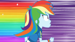 Size: 3410x1920 | Tagged: safe, imported from derpibooru, screencap, rainbow dash, equestria girls, equestria girls series, holidays unwrapped, spoiler:eqg series (season 2), clothes, dashing through the mall, female, hoodie, open mouth, rainbow trail, running, solo