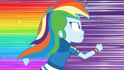 Size: 3410x1920 | Tagged: safe, imported from derpibooru, screencap, rainbow dash, equestria girls, equestria girls series, holidays unwrapped, spoiler:eqg series (season 2), clothes, dashing through the mall, female, hoodie, rainbow dash is best facemaker, rainbow trail, running, solo
