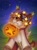 Size: 899x1200 | Tagged: safe, artist:margony, imported from derpibooru, oc, oc only, cat, cat pony, original species, pony, halloween, holiday, jack-o-lantern, looking at you, mouth hold, pumpkin, pumpkin bucket, smiling, solo, stars, underhoof