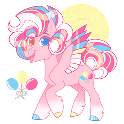 Size: 1024x1024 | Tagged: safe, artist:sadelinav, imported from derpibooru, pinkie pie, pegasus, pony, alternate design, colored wings, heterochromia, multicolored wings, pegasus pinkie pie, race swap, simple background, solo, transparent background, wings