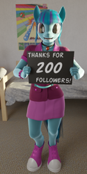 Size: 896x1792 | Tagged: safe, artist:stellarator, imported from derpibooru, sonata dusk, anthro, unguligrade anthro, 3d, blender, blender cycles, clothes, cycles, equestria girls outfit, follower count, looking at you, not sfm