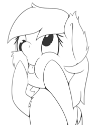 Size: 1113x1472 | Tagged: safe, artist:icy wings, imported from derpibooru, derpy hooves, pegasus, pony, :p, cheeks, cross-eye, cute, lineart, tongue out