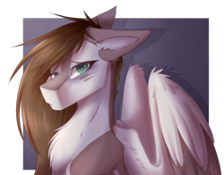 Size: 2996x2354 | Tagged: safe, artist:fluxittu, imported from derpibooru, oc, oc only, pegasus, pony, bust, female, floppy ears, high res, mare, portrait, solo