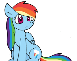 Size: 866x686 | Tagged: safe, artist:cmara, imported from derpibooru, rainbow dash, pegasus, pony, female, mare, simple background, sitting, solo, white background