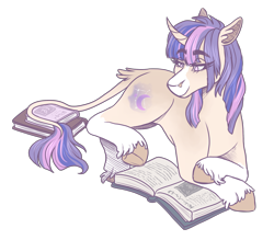 Size: 2400x2100 | Tagged: safe, artist:kikirdcz, imported from derpibooru, oc, oc only, oc:araxie, pony, unicorn, book, female, high res, lying down, mare, prone, simple background, solo, transparent background