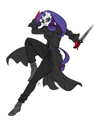 Size: 866x1100 | Tagged: safe, artist:pia-sama, imported from derpibooru, rarity, anthro, plantigrade anthro, unicorn, clothes, cosplay, costume, joker (persona), persona 5, ren amamiya, simple background, white background