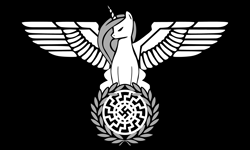 Size: 5340x3204 | Tagged: safe, alicorn, /mlp/, /mlpol/, black sun, female, mare, nazi, reichsadler, reichsalicorn, swastika