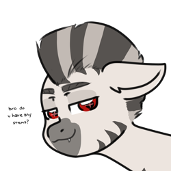 Size: 2500x2500 | Tagged: safe, artist:koapony, imported from derpibooru, oc, oc:mcmiag, zebra, high res, red eyes, simple background, smug, transparent background