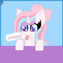 Size: 2000x2000 | Tagged: safe, artist:shylista's art, imported from derpibooru, oc, oc only, oc:lullaby star, alicorn, pony, :p, adorable face, alicorn oc, big ears, cute, female, high res, horn, solo, solo female, tongue out, wings