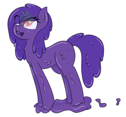 Size: 2276x2122 | Tagged: safe, artist:eyeburn, imported from derpibooru, oc, oc only, oc:astrel gel, goo, goo pony, original species, :p, high res, plant pot, simple background, tongue out, white background