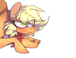 Size: 1920x1480 | Tagged: safe, artist:wacky-skiff, imported from derpibooru, applejack, 2020, applejack is not amused, bandana, i've seen some shit, neckerchief, simple background, transparent background, unamused