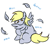 Size: 500x470 | Tagged: safe, artist:jargon scott, edit, editor:theglitchedwolf, imported from derpibooru, derpy hooves, pony, behaving like a bird, character swap, cute, feather, female, grooming, mare, missing cutie mark, nom, preening, raised hoof, simple background, sitting, solo, white background