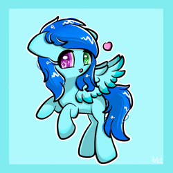 Size: 1000x1000 | Tagged: safe, imported from derpibooru, oc, oc only, oc:cloud west, pegasus, pony, colored pupils, female, flying, heterochromia, mare, pegasus oc, solo, spread wings, starry eyes, wingding eyes, wings