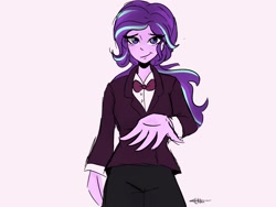 Size: 1632x1224 | Tagged: safe, artist:rapunzelights, artist:twiskielulamoon, imported from derpibooru, starlight glimmer, equestria girls, clothes, female, smiling, solo, tuxedo