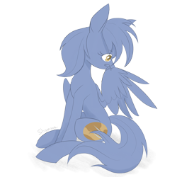 Size: 3070x3070 | Tagged: safe, artist:shamone, imported from derpibooru, oc, oc only, oc:nebula night, pegasus, pony, cute, female, grooming, high res, mare, pegasus oc, preening, simple background, sitting, sketch, solo, transparent background, wings